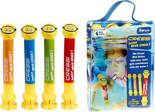 Cressi Junior Dive Stick Kinder Tauchstäbe Schwimmspielzeug (4 Pcs) Juego acuático de 4 Piezas, Unisex niños, Multicolor, Talla Única