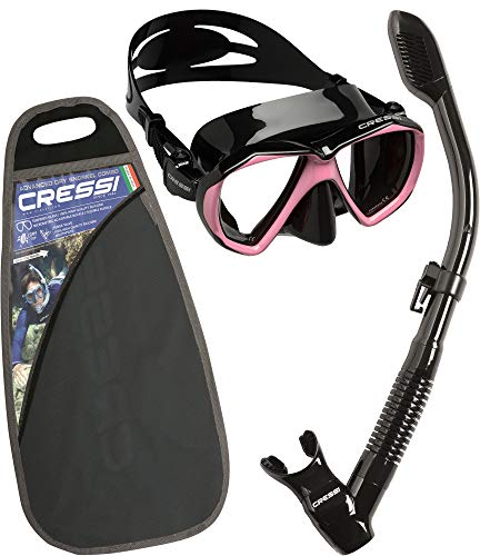 Cressi Ranger & Dry Kit máscara Tubo, Unisex Adulto, Negro/Rosa, Talla Única
