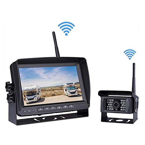 Digital Inalámbrico Aparcamiento Sistema Kit, 12V-24V 7" LCD Pantalla + Inalámbrico 28 Led IR Retrovisor Cámara Distancia de Transmisión hasta 150m para Auto Compatible con 2 Cámaras Inalámbricas Digital Inalámbrico Aparcamiento Sistema Kit, 12V-24V 7" LCD Pantalla + Inalámbrico 28 Led IR Retrovisor Cámara Distancia de Transmisión hasta 150m para Auto Compatible con 2 Cámaras Inalámbricas