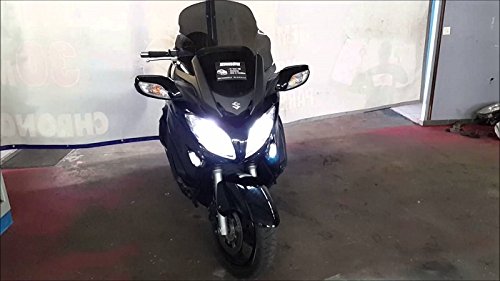 easyelettronica® – Piu luminoso kit Moto con lámpara H4 – 3 55 W Bixenon + lámpara H7 Xenon Slim para Suzuki Burgman 6000 K + 2 LED (Incluye......
