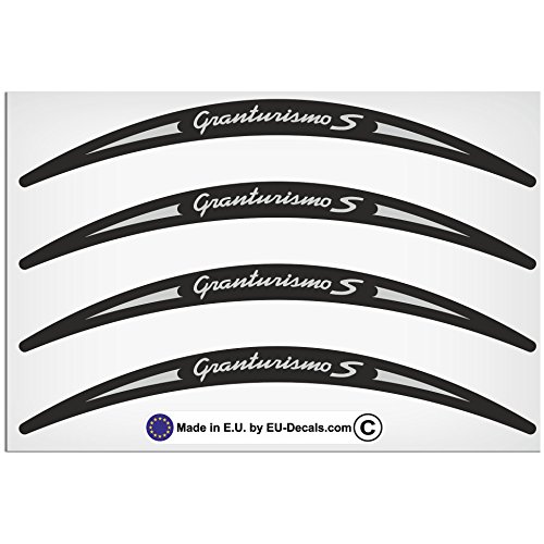 EU-Decals - MioVespa Collection Granturismo S 4X Adhesivo para llanta larga Gris sobre Negro para vespa GTS 300 Super Sport pegatinas Laminadas