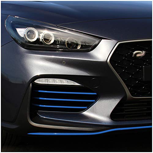 Finest Folia Designline D010 - Juego de láminas protectoras para rejilla de radiador de coche, marco de la entrada de aire del vehículo, adhesivo decorativo para la parte frontal (azul)