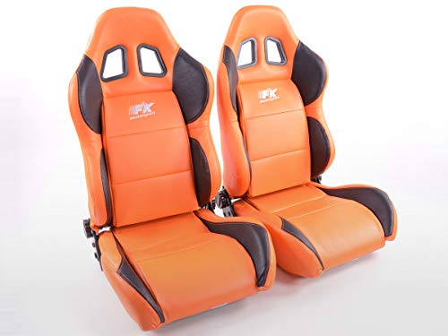 FK Automotive para deporte Asiento Juego Houston 1 x izquierda + 1 x Derecho Naranja Negro, costura naranja