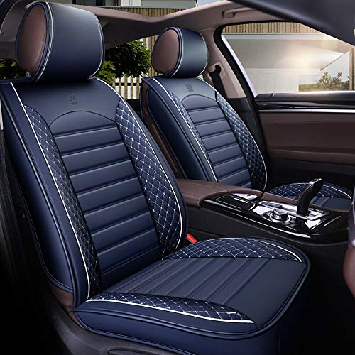 Fundas de asiento de piel para Kia Sportage ceed SW Soul Carens Niro Optima C3 Cactus C4 Xsara DS 4 5 7 (negro + azul)