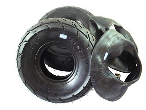 hmparts 2x Neumáticos 3.00-4 - CALLE - Kit con manguera - MINIMOTO/Mini Quad/Mini triciclo