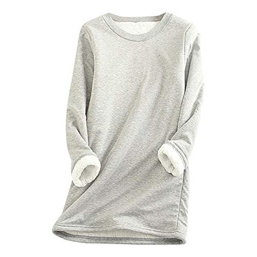 Hoodies Women Thick Fleece Sweatshirt Winter Velvet Warm O-Neck Sweatshirt Top -GY_L2_