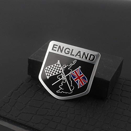 HTTY 10 unids Reino Unido Inglaterra Bandera Delgada Etiqueta de Aluminio Emblema Cromo Coche Estilo Pegatina Largo Cuadrado Escudo para Jaguar Mini MG (Color : England Flag 1)