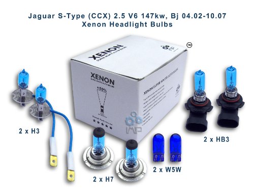 Jaguar S-Type (CCX) 2.5 V6 147kw, Bj 04.02-10.07 Xenon Headlight Bulbs H3, HB3, H7, W5W