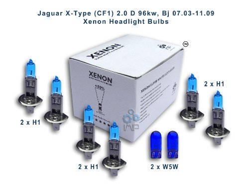 Jaguar X-Type (CF1) 2.0 D 96kw, Bj 07.03-11.09 Xenon Headlight Bulbs H1, H1, H1, W5W