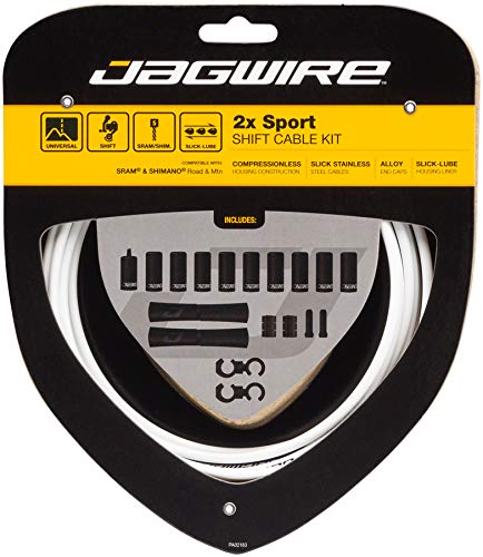 Jagwire 2X Sport Shift - Juego de Fundas y Cables de Cambio para Adulto, Unisex, Color Blanco, Talla única