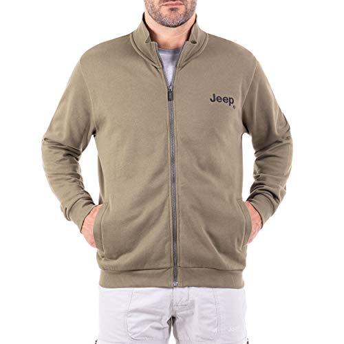 Jeep Sudadera para Hombre con Cremallera Completa Stickerei J8w, Hombre, Sudadera, O101159-E509-XL, Verde Oliva y Negro., Extra-Large