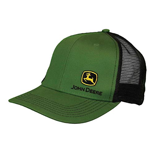 John Deere Mesh Backed Hat with Small Construction Logo, Green John Deere Mesh Backed Hat with Small Construction Logo, Green