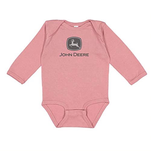 John Deere Pink Gray John Deere Logo Baby’s Bodyshirt (12 Months)