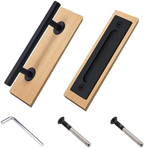 Juego de manijas de acero inoxidable para puerta corredera de granero y desagüe de dos caras, kit de tirador de alta resistencia, juego de tirador y desagüe de acero al carbono Juego de manijas de acero inoxidable para puerta corredera de granero y desagüe de dos caras, kit de tirador de alta resistencia, juego de tirador y desagüe de acero al carbono