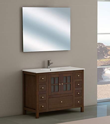 Juego de Mueble de Baño Modelo GRAZALEMA, Conjunto formado por Mueble de Baño Estilo Rústico Color Madera Nogal, Lavabo de Porcelana y Espejo a Juego. Espejo sin marco. Ancho 100 cm Juego de Mueble de Baño Modelo GRAZALEMA, Conjunto formado por Mueble de Baño Estilo Rústico Color Madera Nogal, Lavabo de Porcelana y Espejo a Juego. Espejo sin marco. Ancho 100 cm