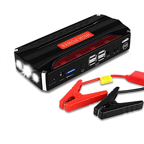 Jump Starter Batería Portátil de Emergencia para coche, YOKKAO Arrancador de Emergencia para coche 16800mAh 600, Kit de Arranque para coche con USB, Luz LED, Cargador Power Bank para Coche, Moto, Laptop, Smartphone, etc.