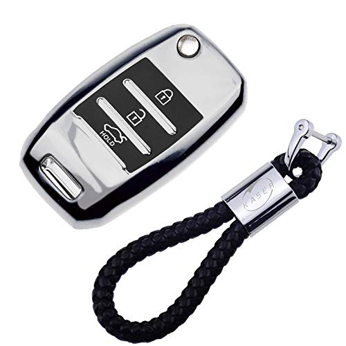 kaser Funda de Silicona para Llave Kia – Cover Mando Distancia Carcasa de TPU Cromo Suave para Kia Ceed Sportage Rio Carens Cadenza Carnival Optima Protección con Llaveros (Plata) kaser Funda de Silicona para Llave Kia – Cover Mando Distancia Carcasa de TPU Cromo Suave para Kia Ceed Sportage Rio Carens Cadenza Carnival Optima Protección con Llaveros (Plata)