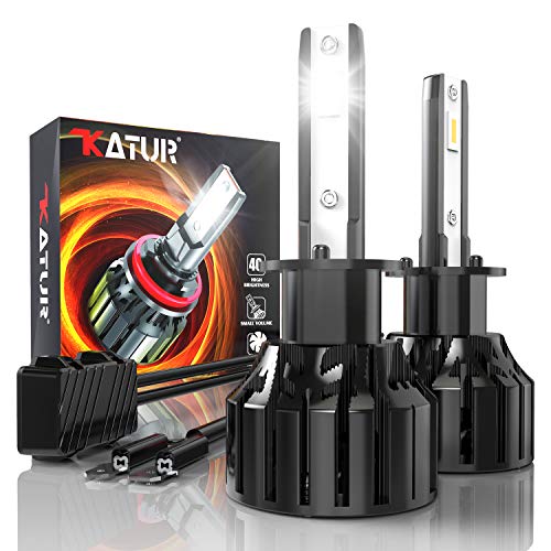 KATUR Bombilla H1 Led, 80W 16000LM 6000K Blanco frío 400% Brillo Superbrillante ángulo de haz ajustable de 360 grados Bombillas H1 Led Coche Xenon Kit de conversión IP65 a prueba de agua, 1 par KATUR Bombilla H1 Led, 80W 16000LM 6000K Blanco frío 400% Brillo Superbrillante ángulo de haz ajustable de 360 grados Bombillas H1 Led Coche Xenon Kit de conversión IP65 a prueba de agua, 1 par