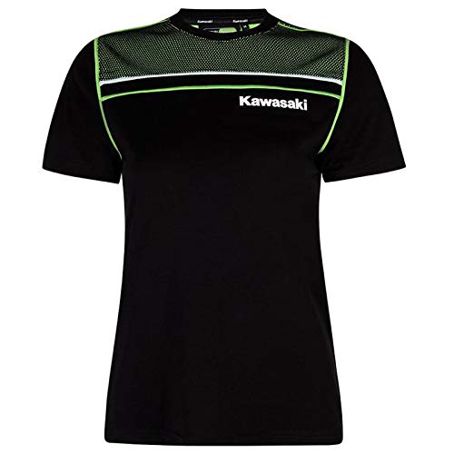Kawasaki Sports - Camiseta de manga corta para mujer, color negro y verde negro y verde 38
