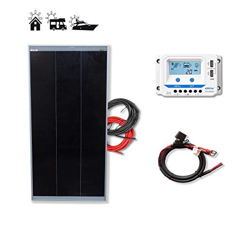 Kit 100W PRO 12V panel solar placa monocristalina Tecnología Shingled cells de alta eficiencia para caravanas autocaravanas