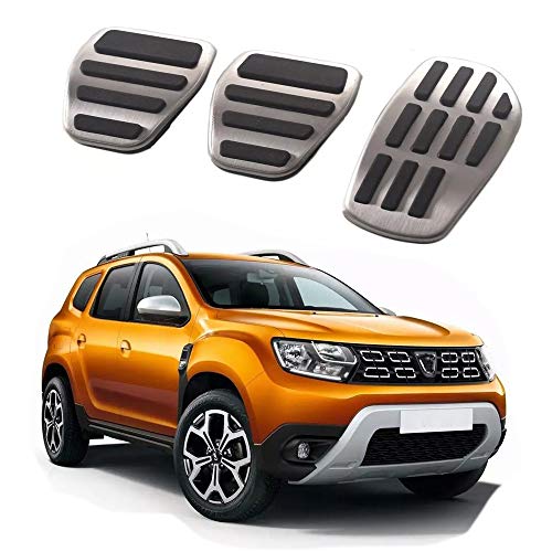 Kit de 3 piezas YGAODWQ (pedal MT) para Dacia DUSTER 2018-2020 accesorios de aluminio de transmisión manual AT antideslizante de metal de goma para freno de combustible y coche.