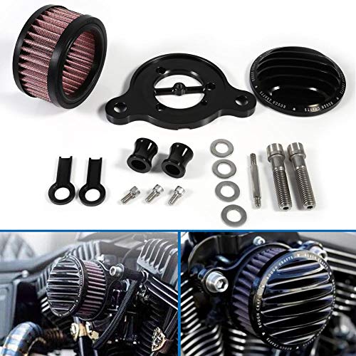 Kit de sistema de filtro de admisión de filtro de aire de la motocicleta compatible con Sportster XL883 XL1200 2004-2015(Negro)