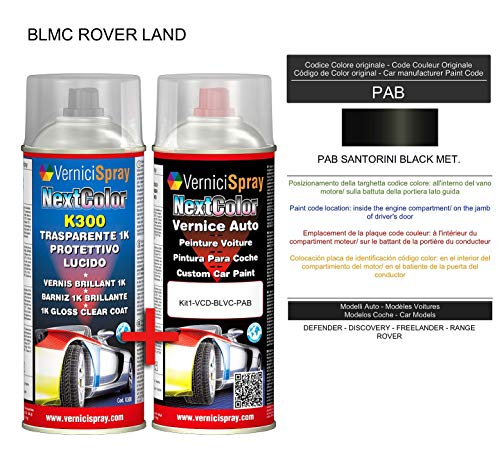 Kit Spray Pintura Coche Aerosol PAB SANTORINI BLACK MET. - Kit de retoque de pintura carrocería en spray 400 ml producido por VerniciSpray
