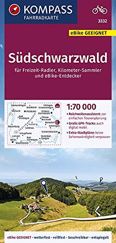 KOMPASS Fahrradkarte Südschwarzwald 1:70.000, FK 3332: reiß- und wetterfest mit Extra Stadtplänen. Ersetzt die Karten 978-3-85026-595-9 und 978-3-85026-596-6