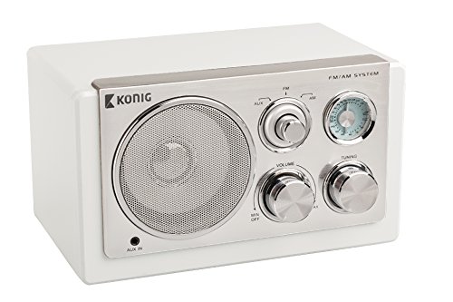 König - Radio De Sobremesa De Diseño Vintage En Color Blanco, Radio de Mesa (HAV-TR1200)