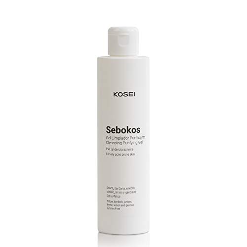 Kosei - Sebokos Gel Limpiador Purificante - 200 ml - Ideal para Pieles Sensibles - Combate el Acné - Limpieza de Pieles Grasas - Sin Sulfatos - Con Extractos de Plantas - Unisex - Vegano
