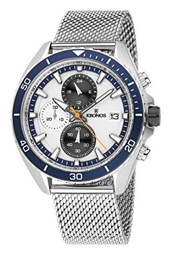KRONOS - Sport Q Racing Chrono Silver K005.8.105 - Reloj de Caballero de Cuarzo, Brazalete de Acero, Color Esfera: Plateada