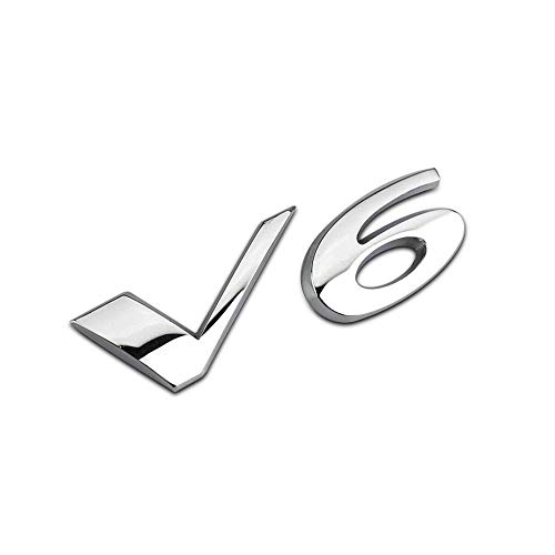 Letra Insignia Logo Etiqueta engomada del lado del equipaje para metal 3.0 5.0 V6 V8 R S R-Sport para JAGUAR XF XE XJ F E I PACE F D C E X Tipo Accesorios (Color Name : V6)