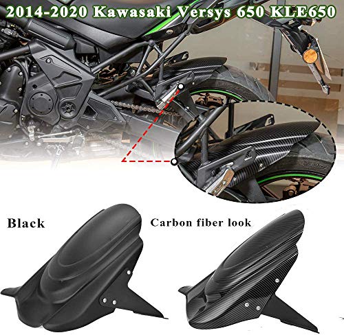 LoraBaber para Kawasaki Versys 650 KLE650 Guardabarros trasero Cubierta de rueda Protector contra salpicaduras de neumáticos 2007-2020 Versys650 15 16 17 18 19(Negro)