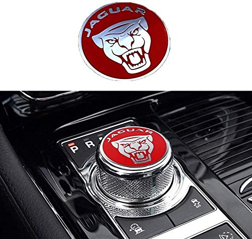 L&U ABS Cromo del Coche del Cambio de Engranaje Perilla de la Cubierta Ajuste de la decoración Etiqueta engomada para Jaguar XF XJ XE XJL F-Pace Car Styling-Nueva,Rojo