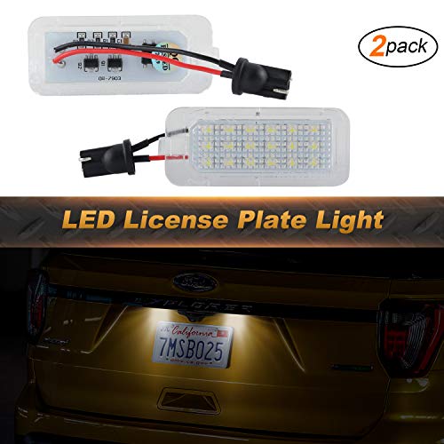 Luces de matrícula OZ-LAMPE 2pcs 18 Luces de matrícula LED 1835 SMD Compatible con Fiesta C-Max EcoSport Edge Escape Expedition Explorer Fusion Ranger Transit Jagua-r XF/XJ Lincol-n MKC