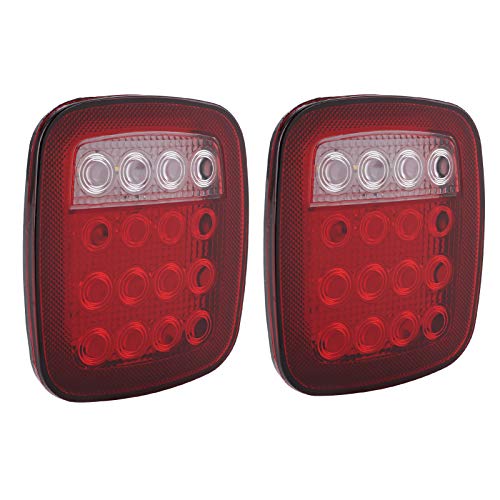 Luz de marcha atrás, 2 luces LED de retroceso de forma cuadrada de 16 LED, luz de posición lateral roja blanca de dos colores para Jeep Wrangler JK TJ CJ YJ 1976-2006