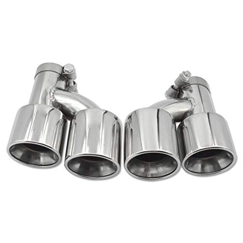 LYSHUI 1 Pair Dual Pipe Stainless Steel Silver Black Modified Car Rear Exhaust Pipe,For BMW 535 with M5 Body Kit h Shape