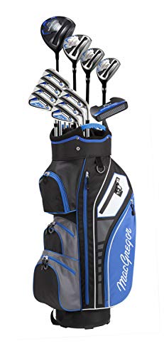 MacGregor DCT3000 Premium hierros de Acero Grafito Woods Golf Club & Cesta Paquete empaqueta el Sistema, para Hombre Azul Juegos completos de Palos, Men's, Negro/Real, Mens de la Mano Izquierda