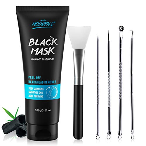 Mascarilla Peel Off Mascarilla Negra Mascarilla Para Eliminar Espinillas Con Carbón Mascarilla Facial, Purificador Con Removedor De Espinillas Kit De Herramientas Extractor Y Cepillo Para Mascarilla