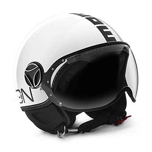 Momo Design - Casco de moto Jet Fighter Classic, color blanco brillante-negro, talla M