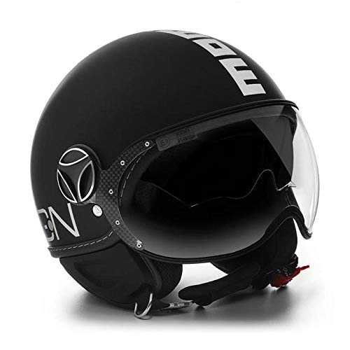 Momo Design - Casco de moto Jet Fighter Evo, color negro mate y blanco, talla L