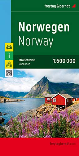 Noruega, mapa de carreteras. 1:600.000. Freytag & Berndt.: Citypläne. Ortsverzeichnis mit Postleitzahlen, Entfernungen in km: AK 0659 (Auto karte)