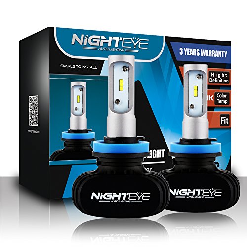 Novsight NIGHTEYE H11 Kit de conversión de Bombillas de Luces Delanteras LED, luz antiniebla, reemplazo de Luces HID o halógenas, lámpara de luz 50W 8000lm 6500K Blanco, 1 par- 2 año de garantía