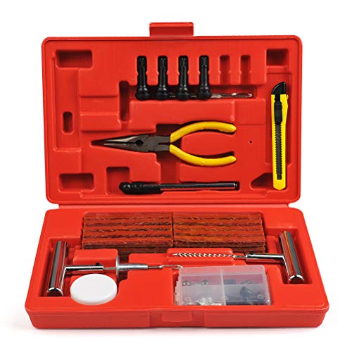 OFNMY 91 Piezas Herramientas de reparación de llantas universales y Juego de reparación de pinchazos de llantas para motocicletas, vehículos todo terreno, jeep, reparación de perforadoras OFNMY 91 Piezas Herramientas de reparación de llantas universales y Juego de reparación de pinchazos de llantas para motocicletas, vehículos todo terreno, jeep, reparación de perforadoras