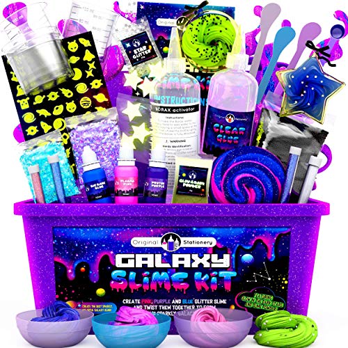 Original Stationery Galaxy Slime para Niñas, Niños - Kit Galaxy Slime Estrellas Que Brillan en la Oscuridad y Polvo de Slime para Hacer Slime Brillante y Galáctico!