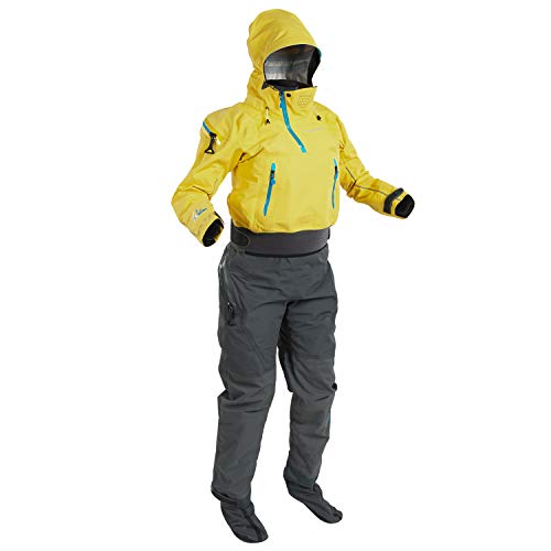 Palm Kayak o Kayak - Traje de Drysuit Dry Bora Touring Kayak para Drysuit Traje Dry Amarillo Gris Azulado - Cremalleras KK Aquaguard