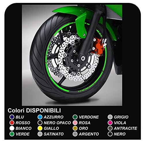 Pegatinas llantas ruedas de motos tiras adhesivas para rueda llantas pegatinas (VERDE NINJA)