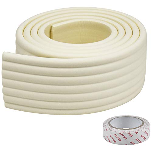 Protecciones para Bordes y Esquinas, Protectores Esquinas Bebes, Universal Protector Espuma, Kit de Seguridad Niño en la Casa con Cinta de Doble Cara Para Niños Bebés 2m x 80mm x 8mm (Beige)