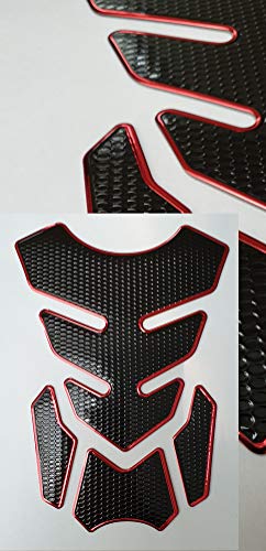 Protector para depósito de moto con aspecto de carbono, color rojo y negro, universal