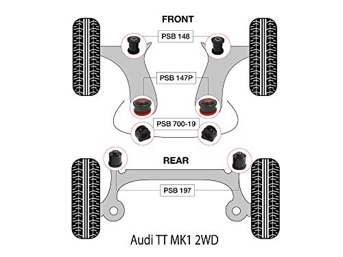 PSB - Kit completo de barra de control frontal prensada para eje delantero y barra antivuelco de 19 mm, PSB TT MK1 2WD (98-06)